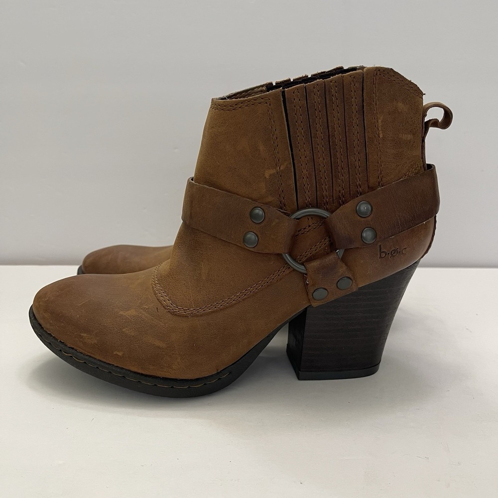 Born Concept B.O.C Ankle Boot Leather Harness T-Strap Womens 6M Western - Picture 3 of 11